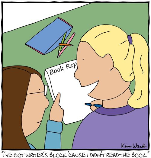 "I've got writer's block 'cause I didn't read the book."