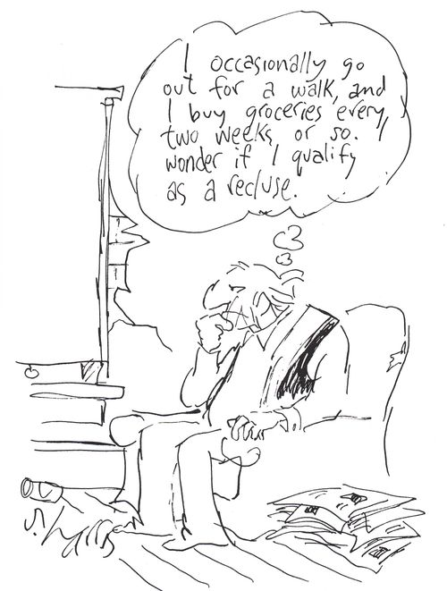 'I occasionally go out for a walk, and I buy groceries every two weeks or so. I wonder if I qualify as a recluse.' 