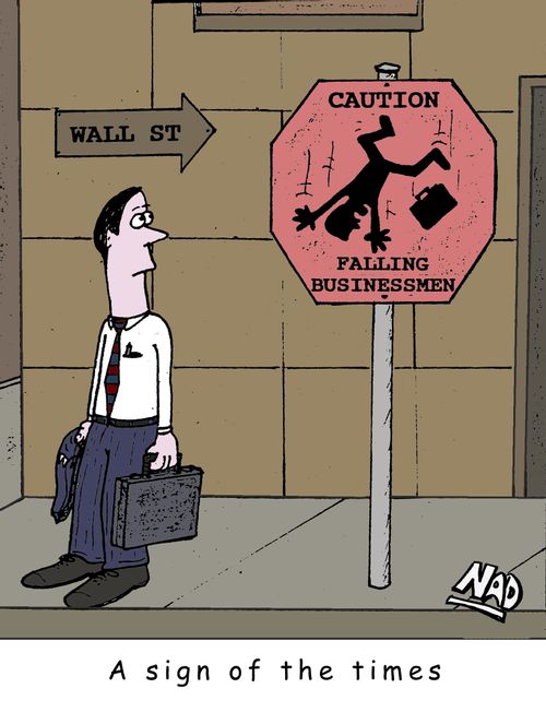 Caution: Falling Businessmen - A Sign of the Times
