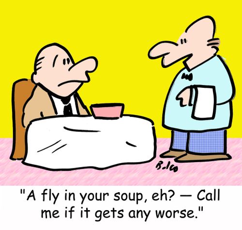 'A fly in your soup, eh? -- Call me if it gets any worse.'
