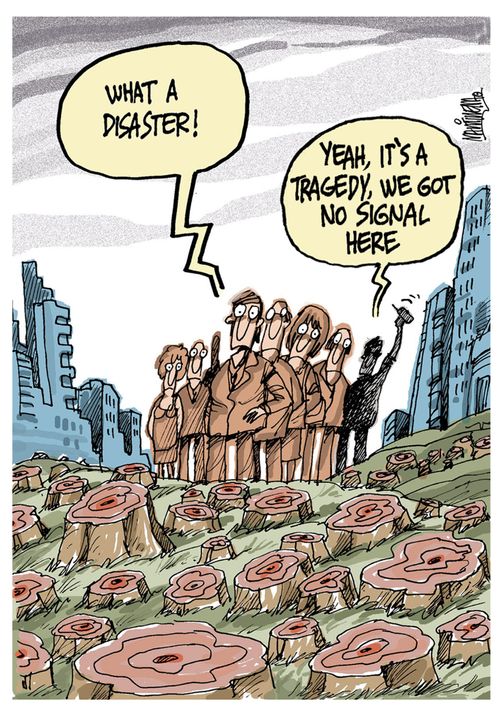'Yeah, it's a disaster! We've got no signal!'