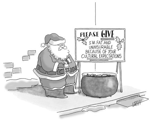 Santa on street corner.