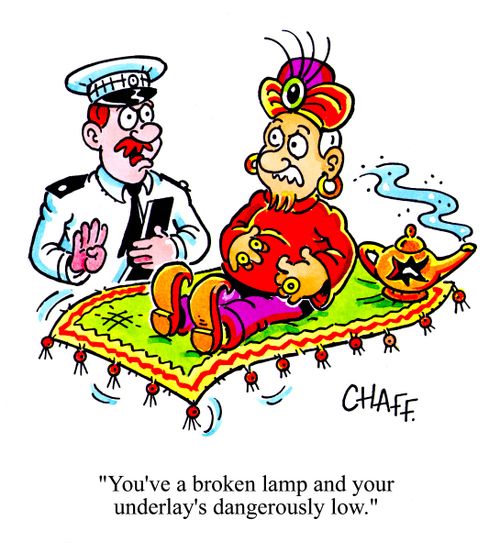 'You've a broken lamp and your underlay's dangerously worn.'