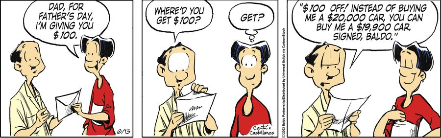 "Dad, for Father's Day, I'm giving you $100."