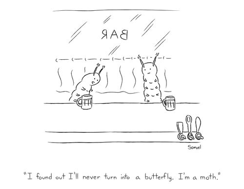 "I found out I'll never turn into a butterfly. I'm a moth. "
