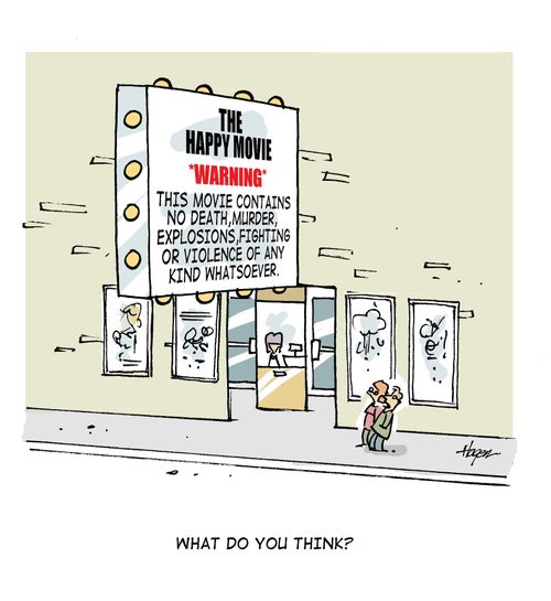 The Happy Movie - Warning: This movie contains no death, murder,explosions,fighting or violence of any kind whatsoever.  'What do you think?'