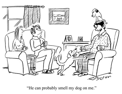 'He can probably smell my dog on me.'