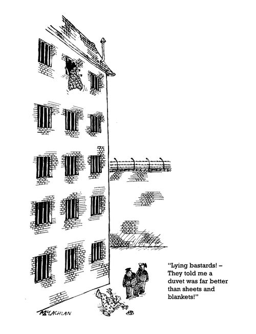 'Lying bastards! - They told me a duvet was far better than sheets and blankets!'