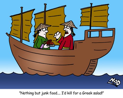 'Nothing but junk food... I'd kill for a Greek salad!' 