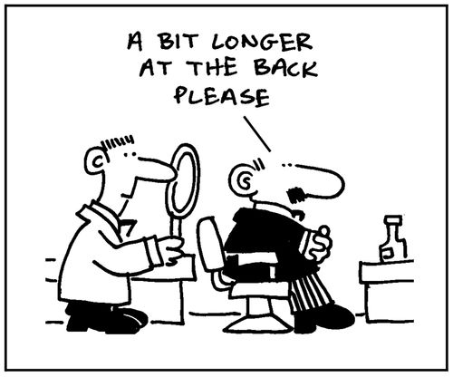 'A bit longer at the back please.'