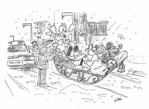 Santa being caught drink driving.