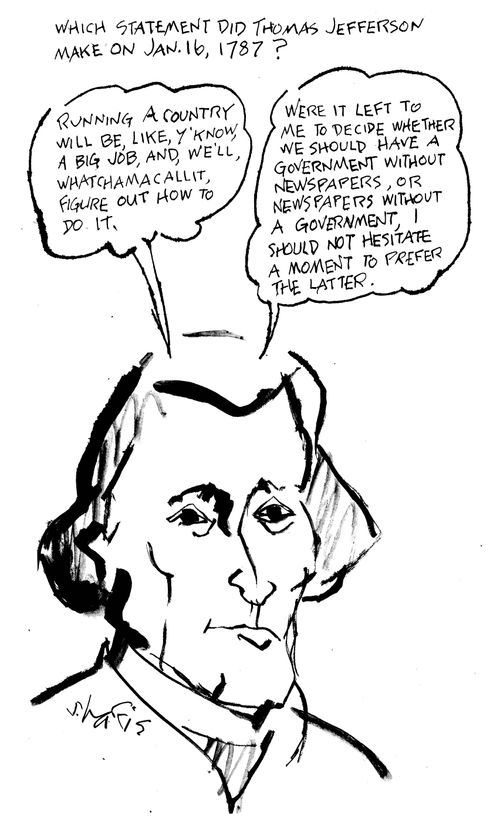 Which statement did Thomas Jefferson make on Jan. 16, 1787?