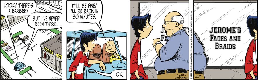 "Look! There's a barber!"