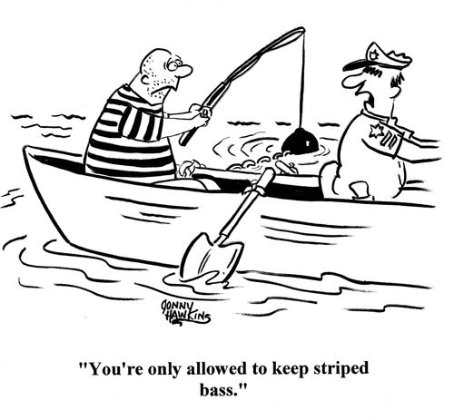 Police officer to conman: 'You're only allowed to keep striped bass.'