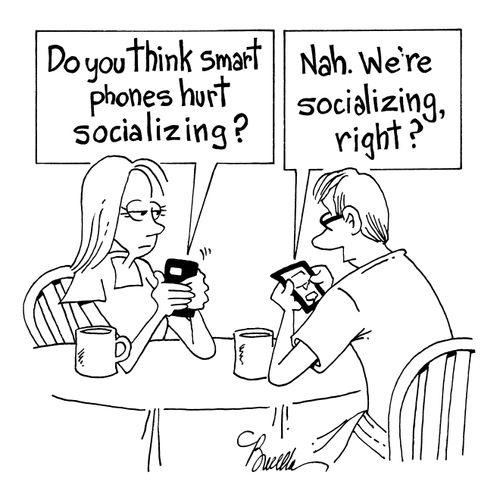 "Do you think smart phones hurt socializing?"