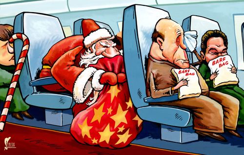 Santa Puking In An Airplane