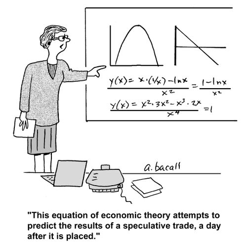 'This equation of economic theory attempts to predict the results of a speculative trade, a day after it is placed.'