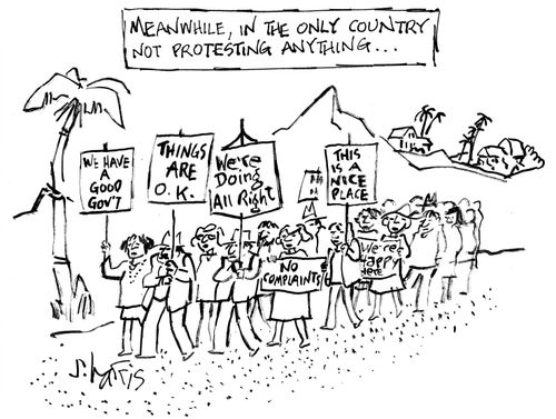 Meanwhile, in the only country not protesting anything...
