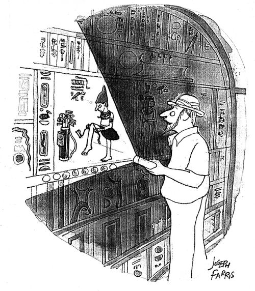 Drawing of ancient golfer