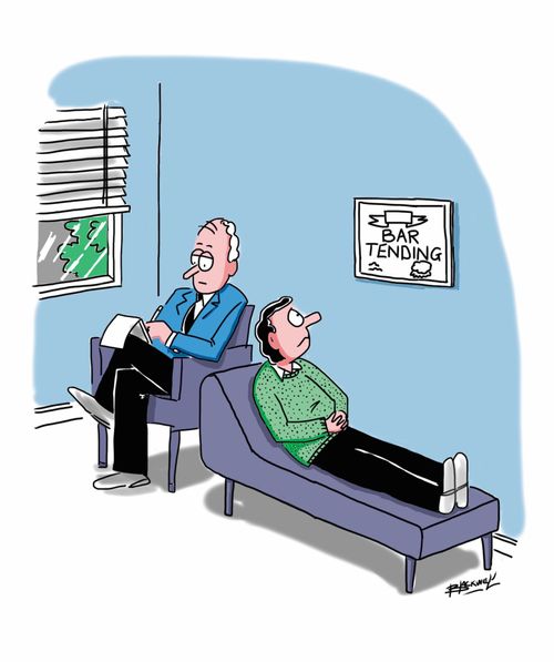 Psychiatrist with bartending diploma
