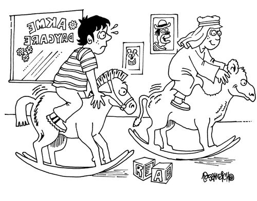 Rocking horse and rocking camel.