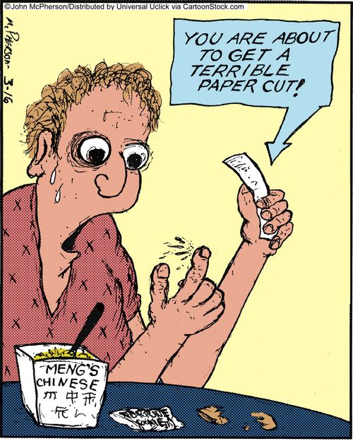 'You are about to get a terrible paper cut!'