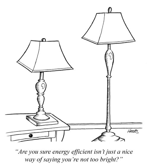 'Are you sure energy efficient isn't just a nice way of saying you're not too bright?'