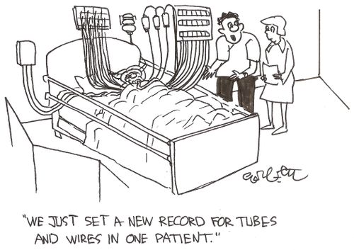 'We just set a new record for tubes and wires in one patient.'