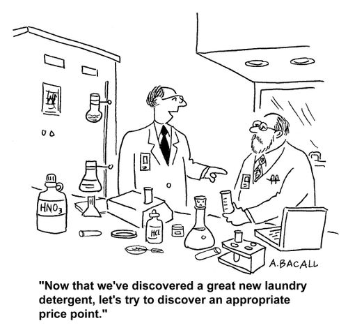 'Now that we've discovered a great new laundry detergent, let's try to discover an appropriate price point.'