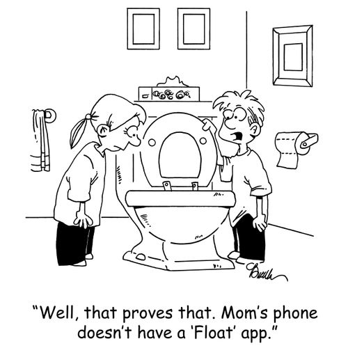 'well, that proves that. Mom's phone doesn't have a 'Float' app.'