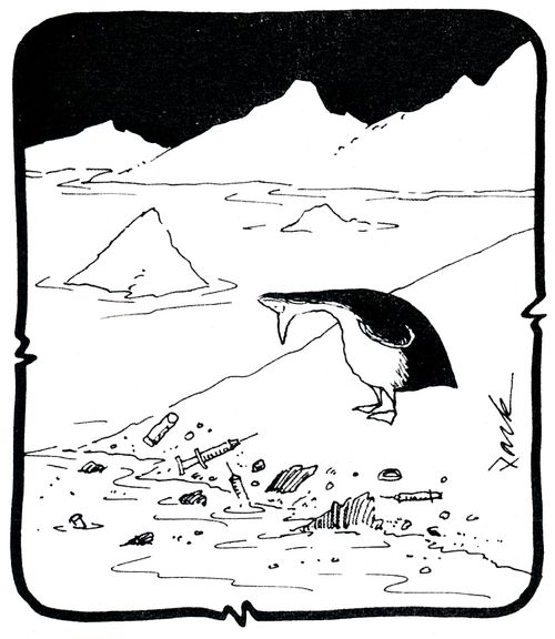 Rubbish washing up on Arctic shore