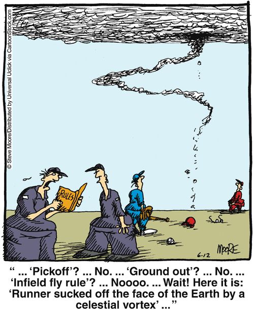 '... 'Pickoff'?... No... 'Ground out'? ... No...'