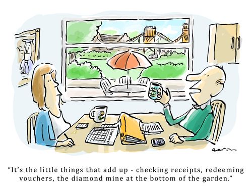 'It's the little things that add up - checking receipts, redeeming vouchers, the diamond mine at the bottom of the garden.'