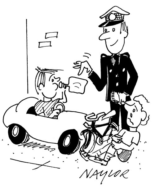 Policeman breathalysing small child.