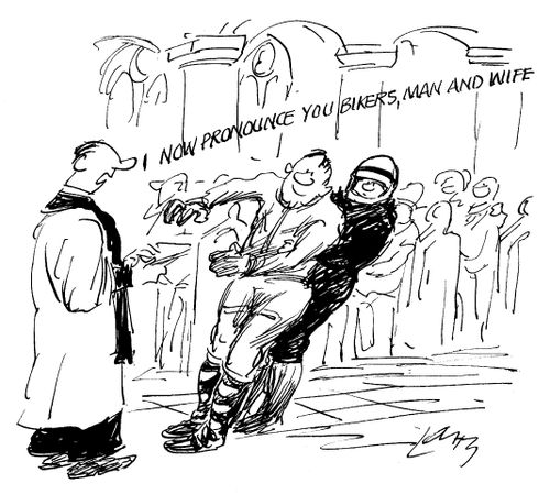 "I now pronounce you bikers, man and wife."