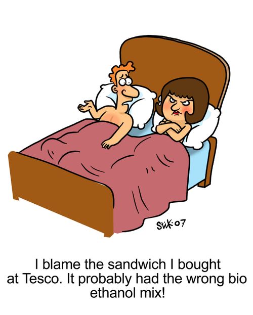 'I blame the sandwich I bought at Tesco. It probably had the wrong bio ethanol mix!'