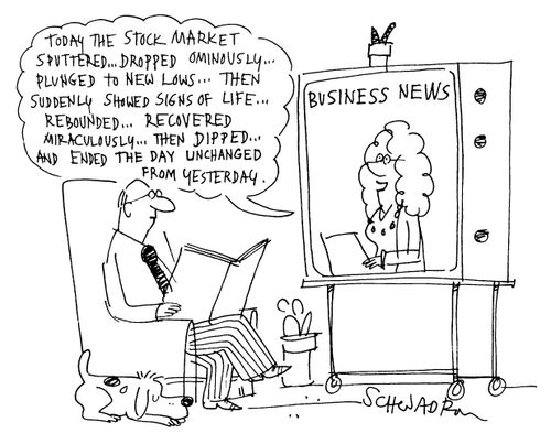 "Today the stock market sputtered, dropped...and ended the day unchanged"
