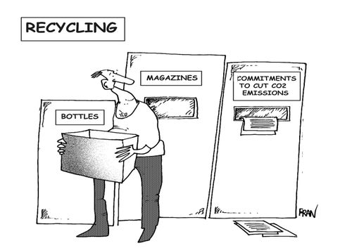 Recycling - Bottles/Magazines and Commitments to cut CO2 Emissions.