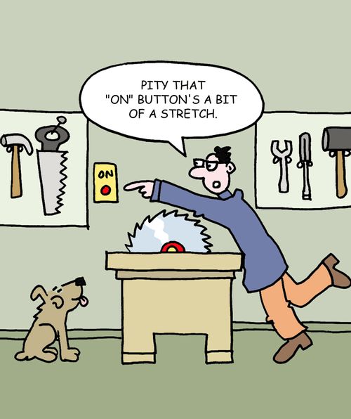 "Pity that 'on' button's a bit of a stretch."