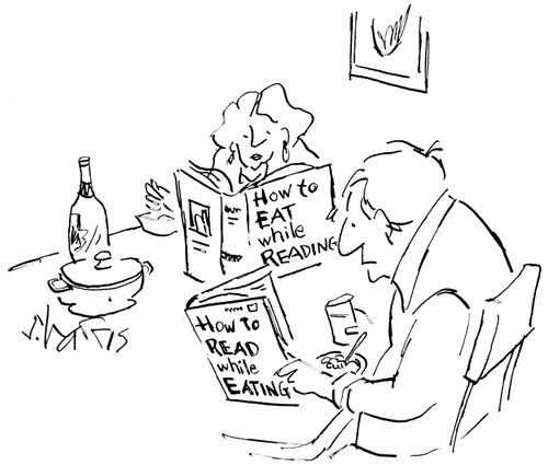 'How to Eat while Reading' and 'How to Read while Eating'.