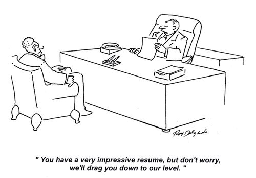 'You have a very impressive resume, but don't worry, we'll drag you down to our level,'