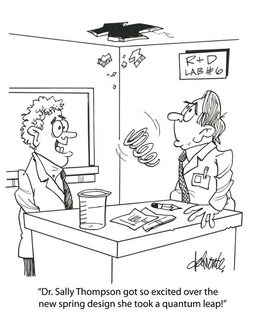 'Dr.Sall Thompson got so excited over the new spring design she took a quantum leap!'