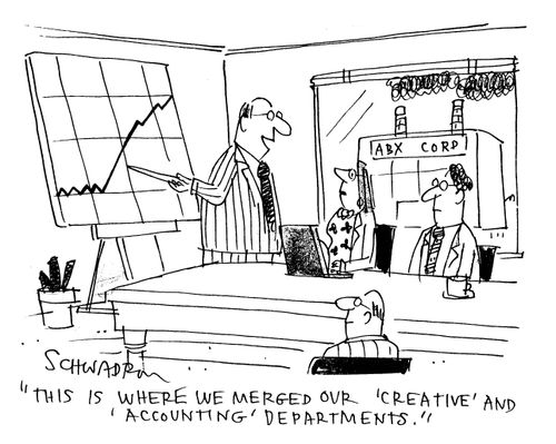 'This is where we merged our 'creative' and 'accounting' departments.'