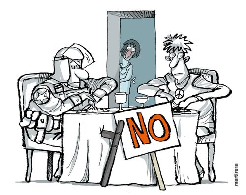 A policeman and protester in the same family.