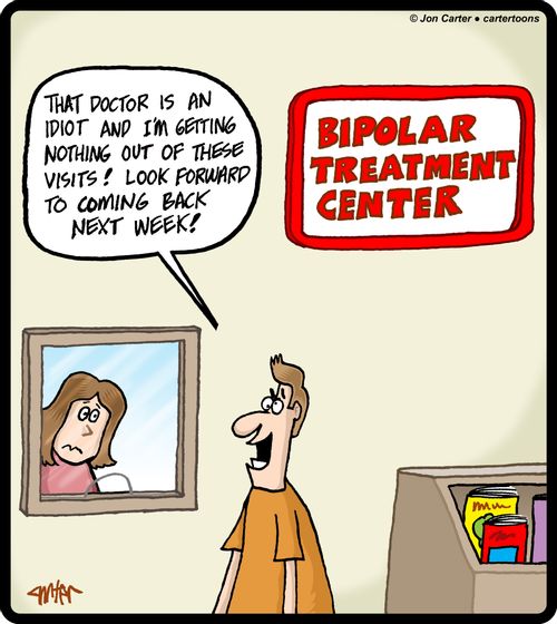 'That doctor is an idiot and I'm getting nothing out of these visits! Look forward to coming back next week!'