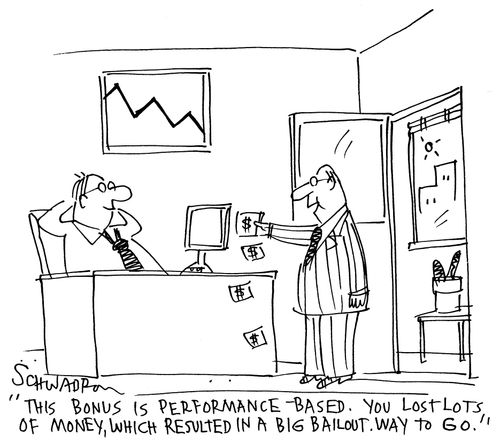 The bonus is performance based. You lost lots, which resulted in big bailout. Way to go.