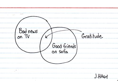 Bad News on TV and Good Friends on a Sofa