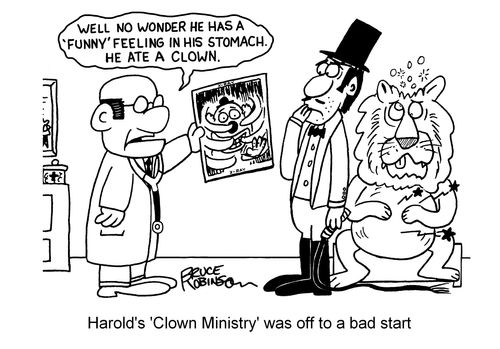 Harold's 'Clown Ministry" was off to a bad start