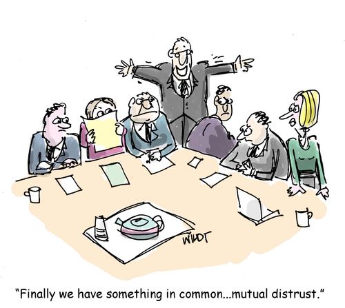 "Finally we have something in common...mutual distrust."