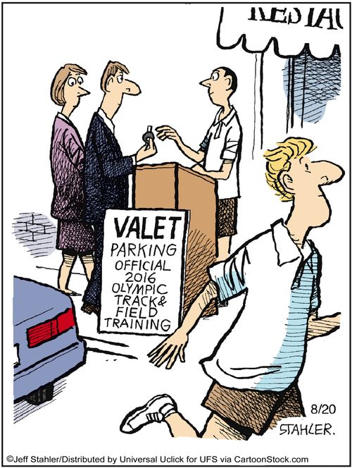 Valet Parking - Official 2016 Olympic track & field training.